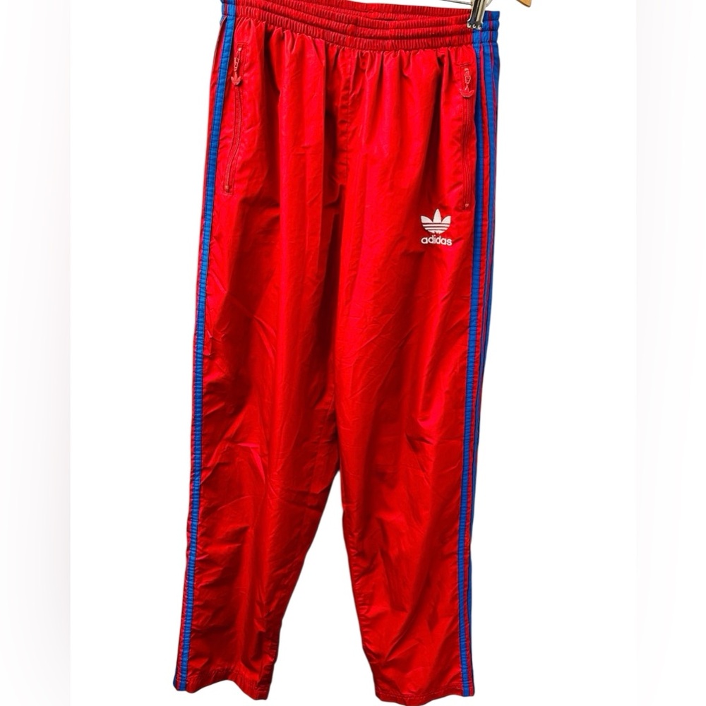 Adidas Red Trefoil 3 Stripe Lined Track Pants/Joggers M